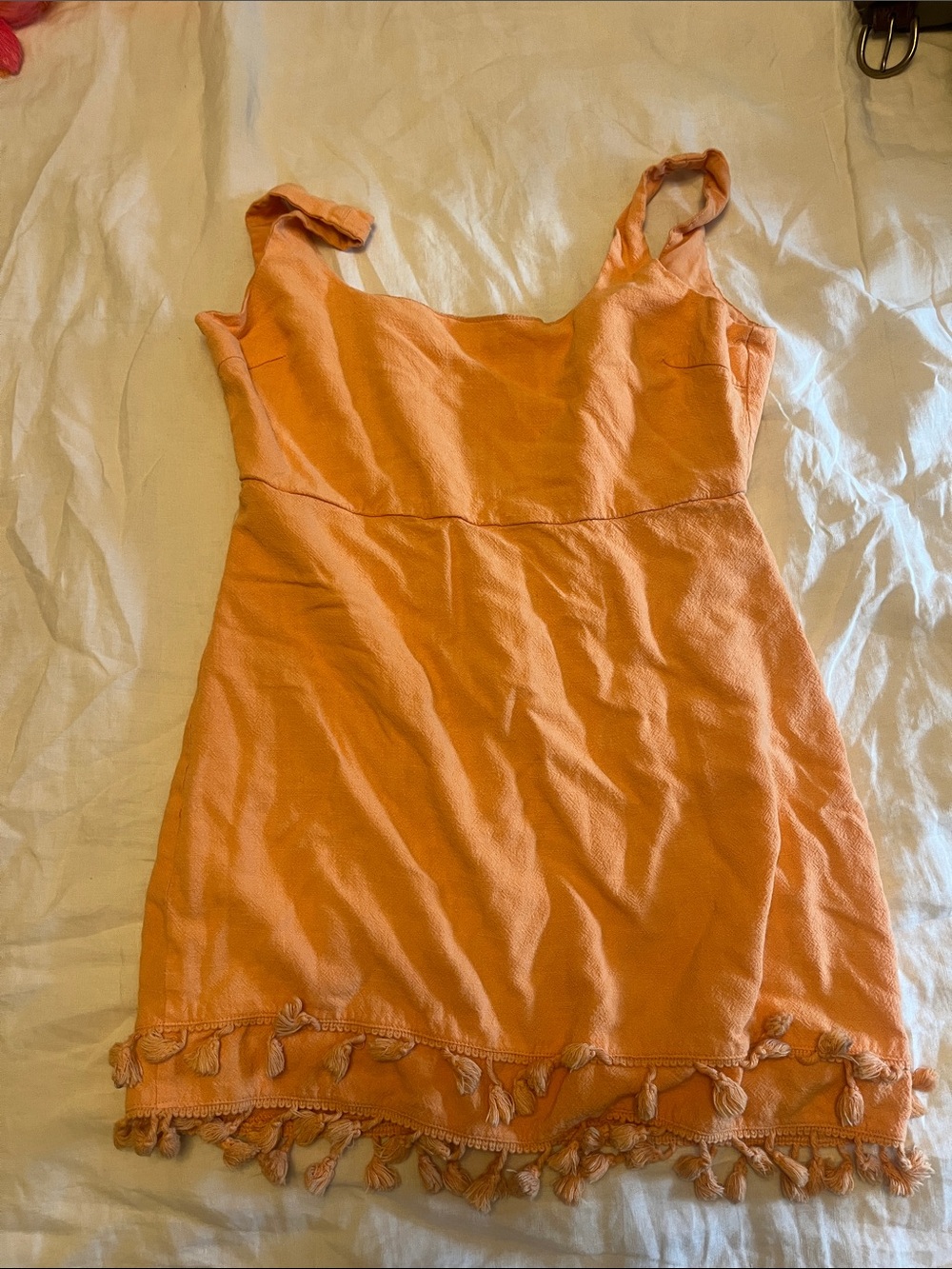 Lulu's Vibrant Orange Sleeveless Dress with Tassel Detail